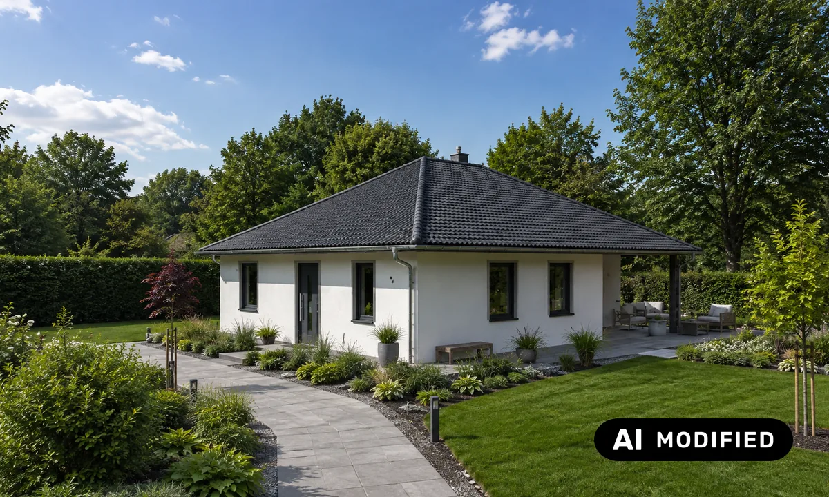 Der Bungalow Belcanto von der Straßenseite
