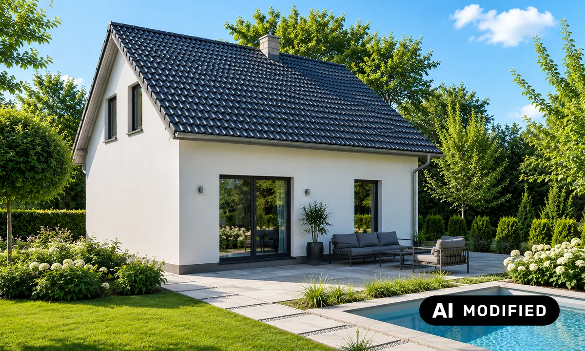 Gartenansicht des Einfamilienhauses Minore
